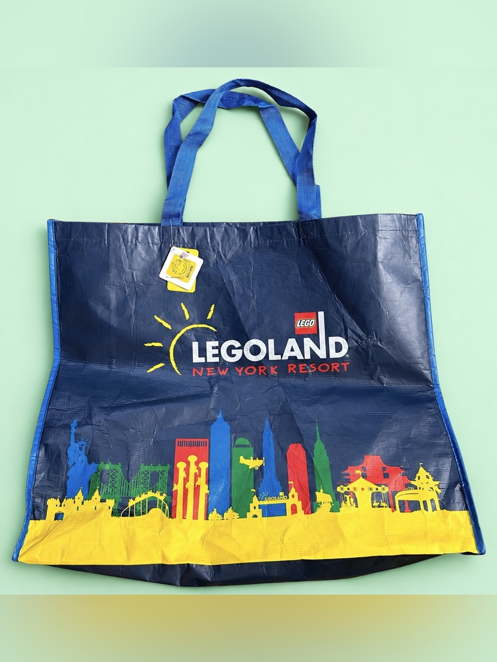 NWT LEGO LEGOLAND NY RESORT NAVY BLUE REUSABLE SHOPPING BAG TOTE - LARGE